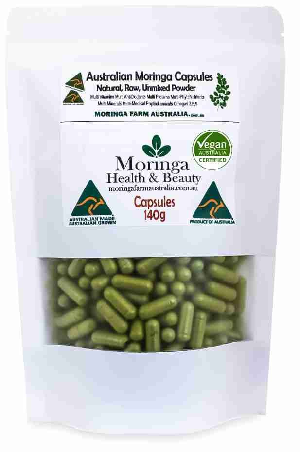 AUSTRALIAN Moringa in VEG. CAPSULES 140G. apprx 265-300 caps Made To Order.