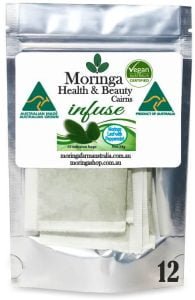 AUSTRALIAN Moringa TEA BAGS. MORINGA LEAF with PEPPERMINT X 12 bags