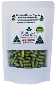 AUSTRALIAN Moringa - DOG CAPSULES (animals) 140G - Anti-Inflammatory, Nutrients. apprx 270-300 caps